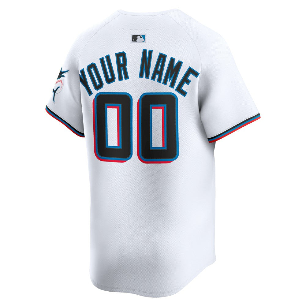 White Miami Marlins Nike Home Limited Custom Jersey