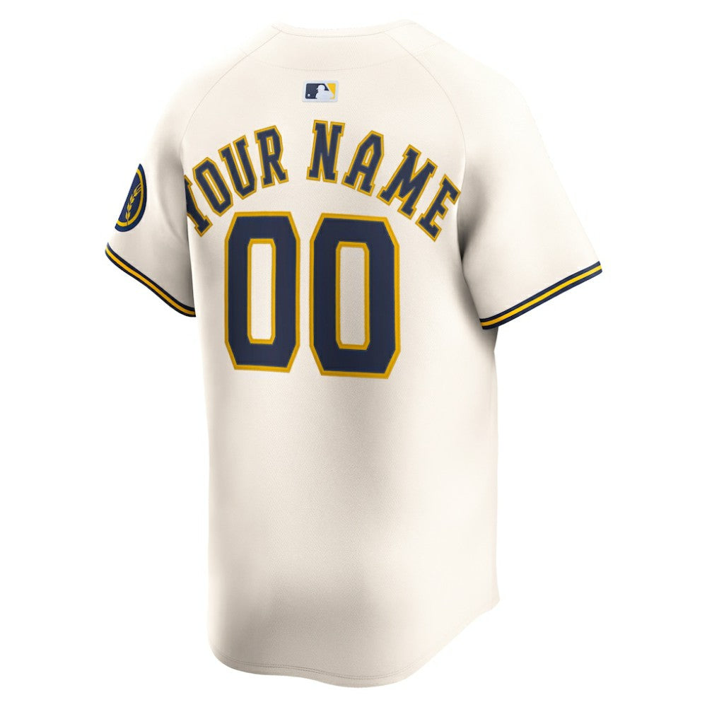 Cream Milwaukee Brewers Nike Home Limited Custom Jersey