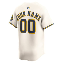 Cream Milwaukee Brewers Nike Home Limited Custom Jersey