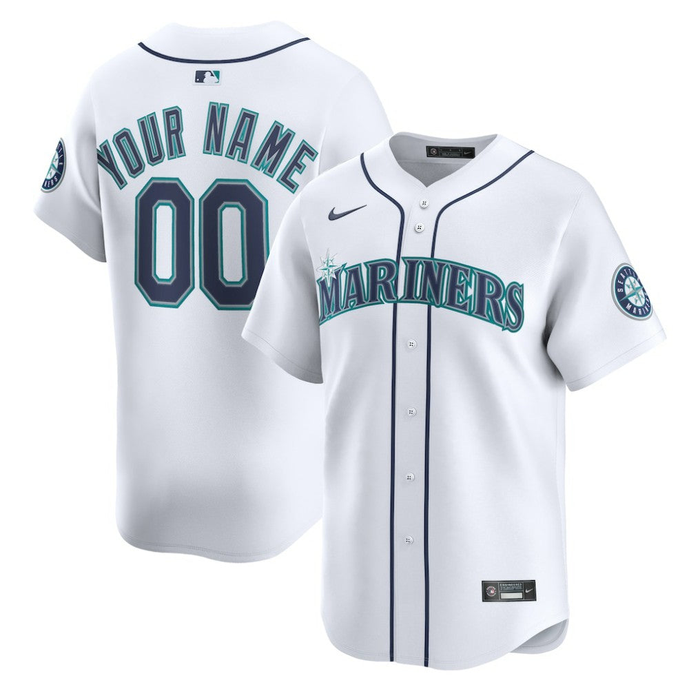 White Seattle Mariners Nike Home Limited Custom Jersey