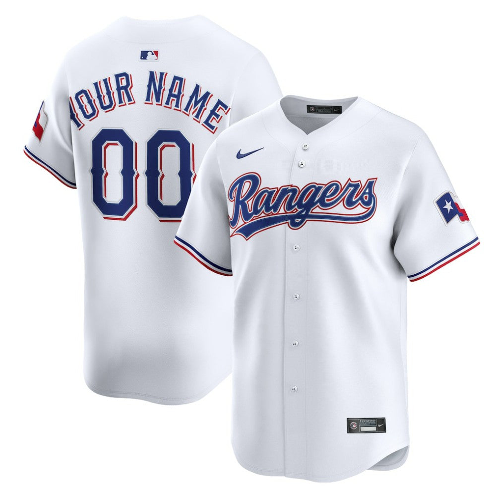 White Texas Rangers Nike Home Limited Custom Jersey