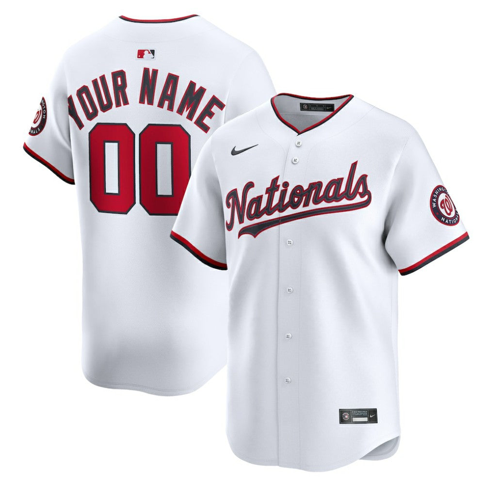 White Washington Nationals Nike Home Limited Custom Jersey
