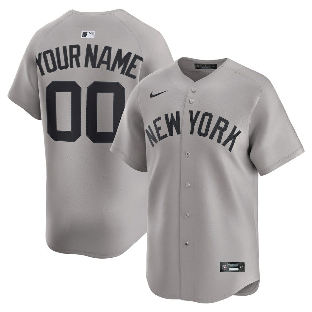 Gray New York Yankees Nike Away Limited Custom Jersey