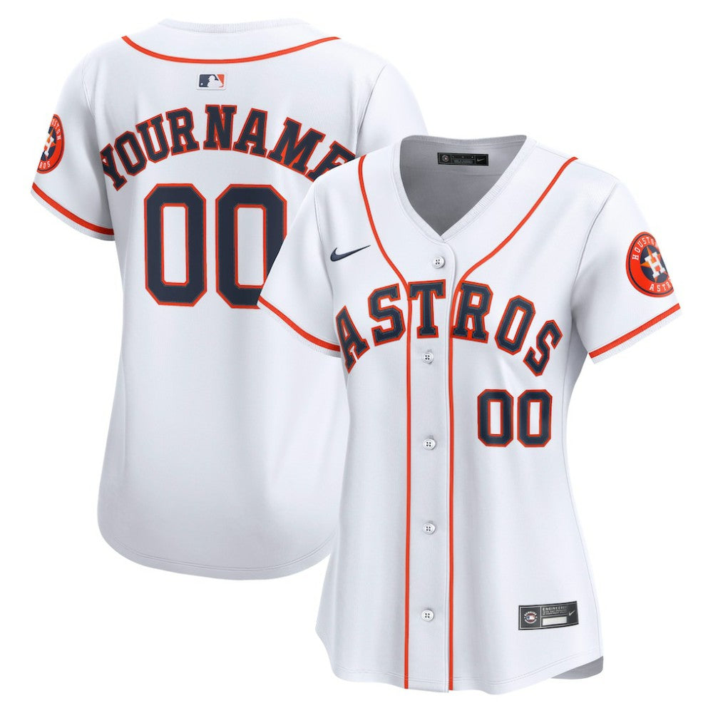 White Houston Astros Nike Women's Home Limited Custom Jersey