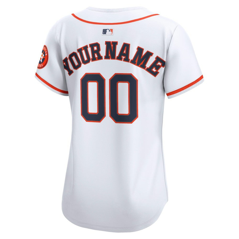 White Houston Astros Nike Women's Home Limited Custom Jersey