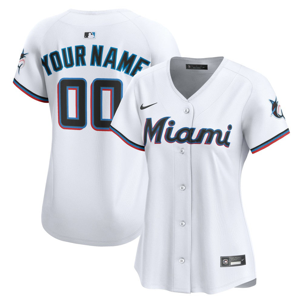White Miami Marlins Nike Women's Home Limited Custom Jersey