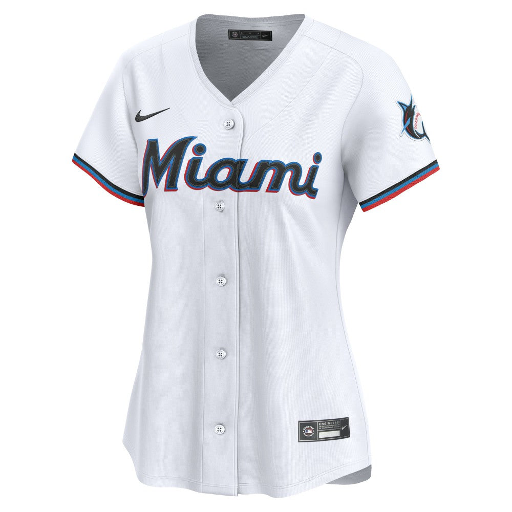 White Miami Marlins Nike Women's Home Limited Custom Jersey