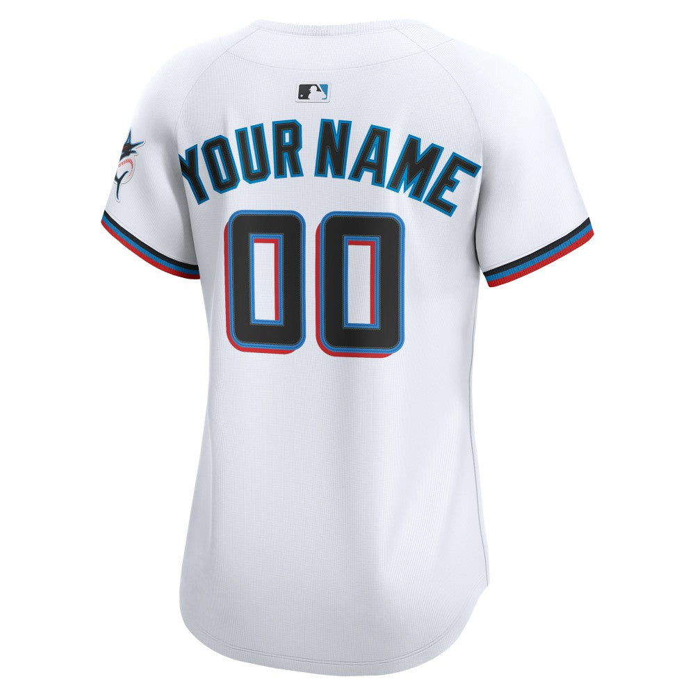 White Miami Marlins Nike Women's Home Limited Custom Jersey