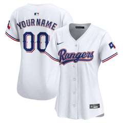 White Texas Rangers Nike Women's Home Limited Custom Jersey
