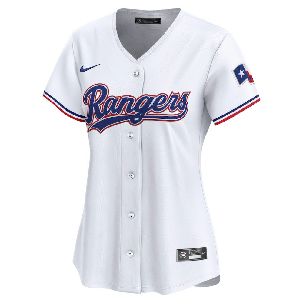 White Texas Rangers Nike Women's Home Limited Custom Jersey