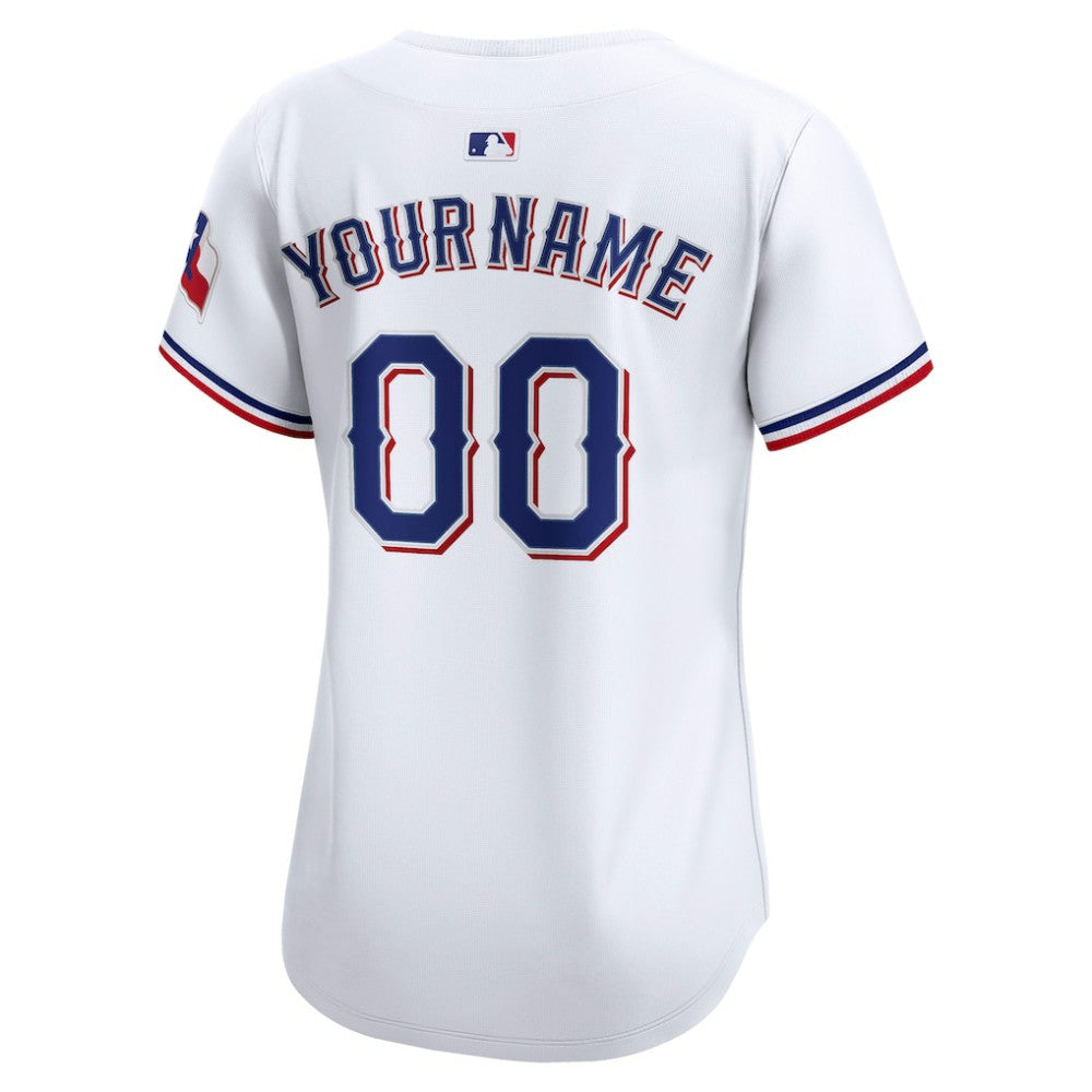 White Texas Rangers Nike Women's Home Limited Custom Jersey