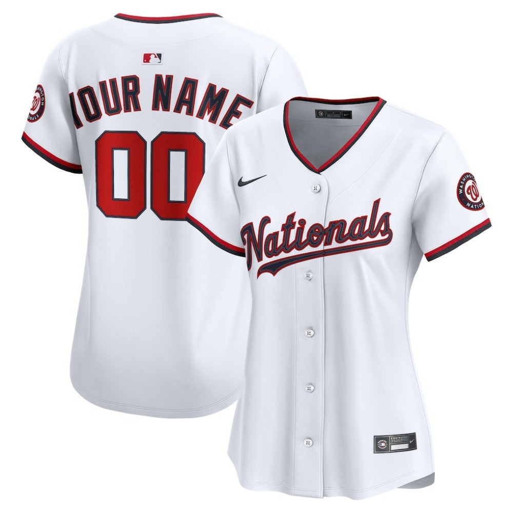 White Washington Nationals Nike Women's Home Limited Custom Jersey
