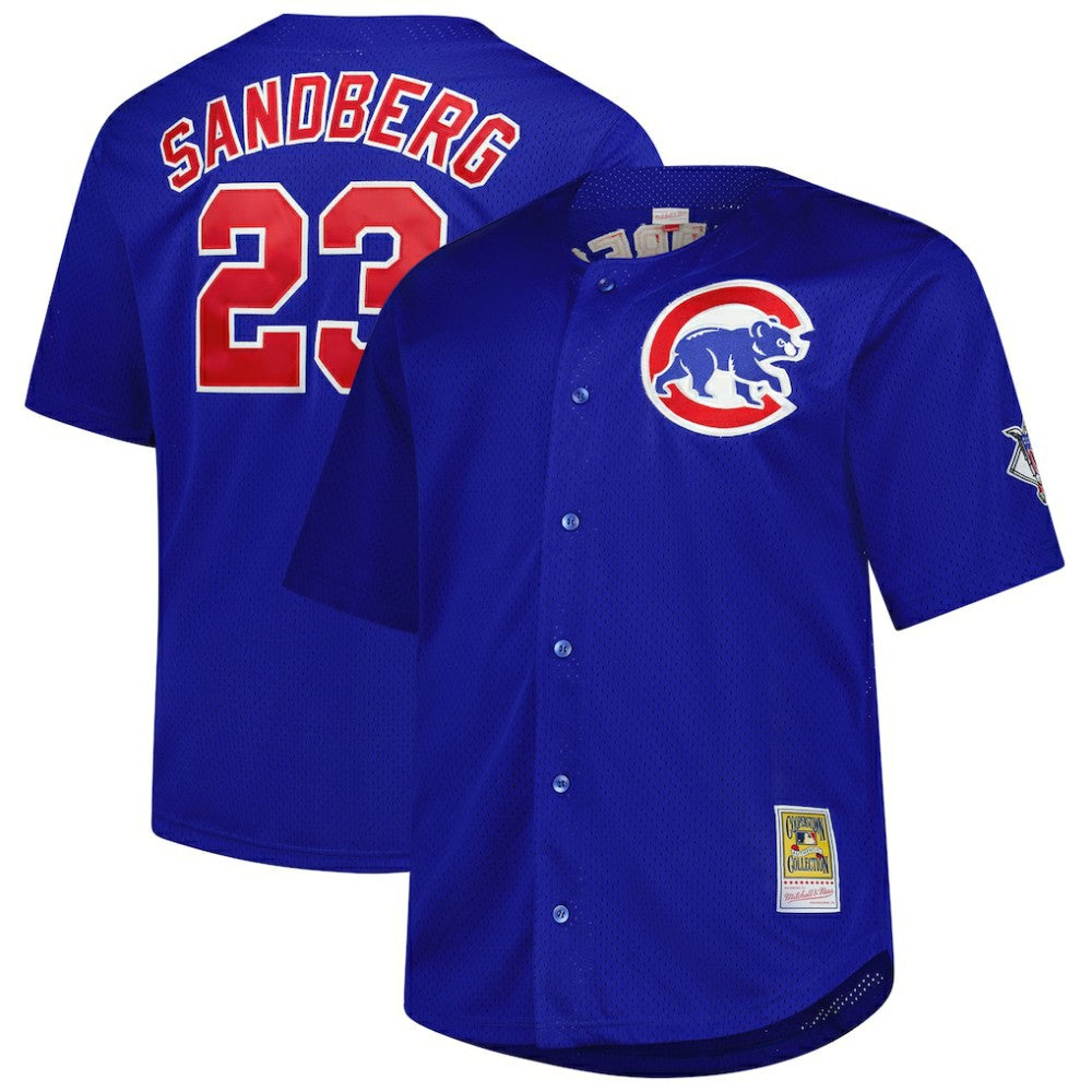 Royal Ryne Sandberg Chicago Cubs Mitchell & Ness Big & Tall Cooperstown Mesh Batting Practice Jersey