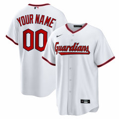 White Cleveland Guardians Nike Home Custom Replica Jersey
