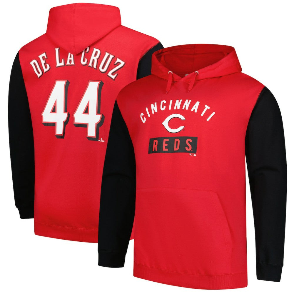 Red Elly De La Cruz Cincinnati Reds Profile Big & Tall Fleece Pullover Hoodie