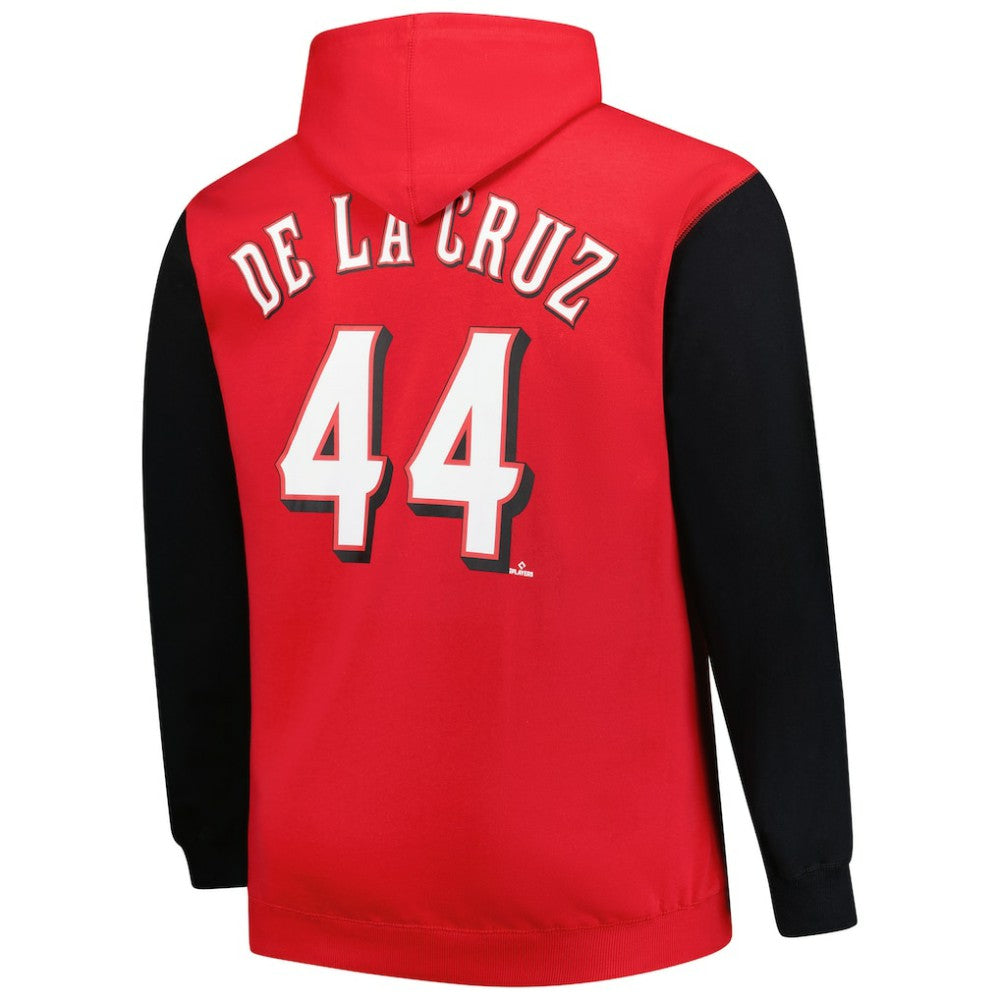 Red Elly De La Cruz Cincinnati Reds Profile Big & Tall Fleece Pullover Hoodie