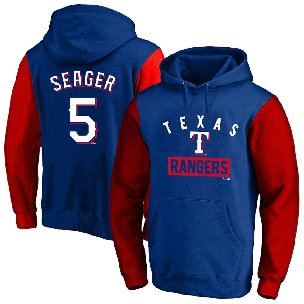 Royal Corey Seager Texas Rangers Profile Big & Tall Name & Number Fleece Pullover Hoodie