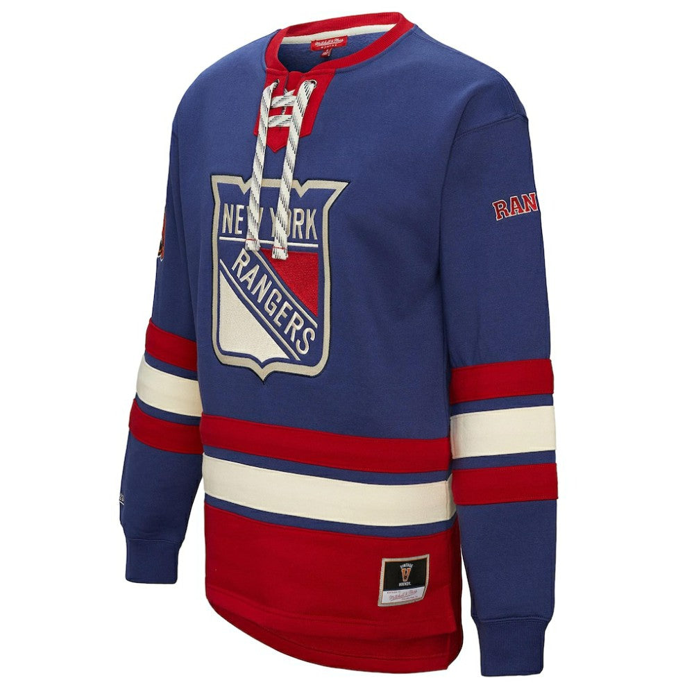 NHL New York Rangers Mitchell & Ness Women's Heritage Lace-Up Pullover Sweatshirt