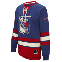 NHL New York Rangers Mitchell & Ness Women's Heritage Lace-Up Pullover Sweatshirt