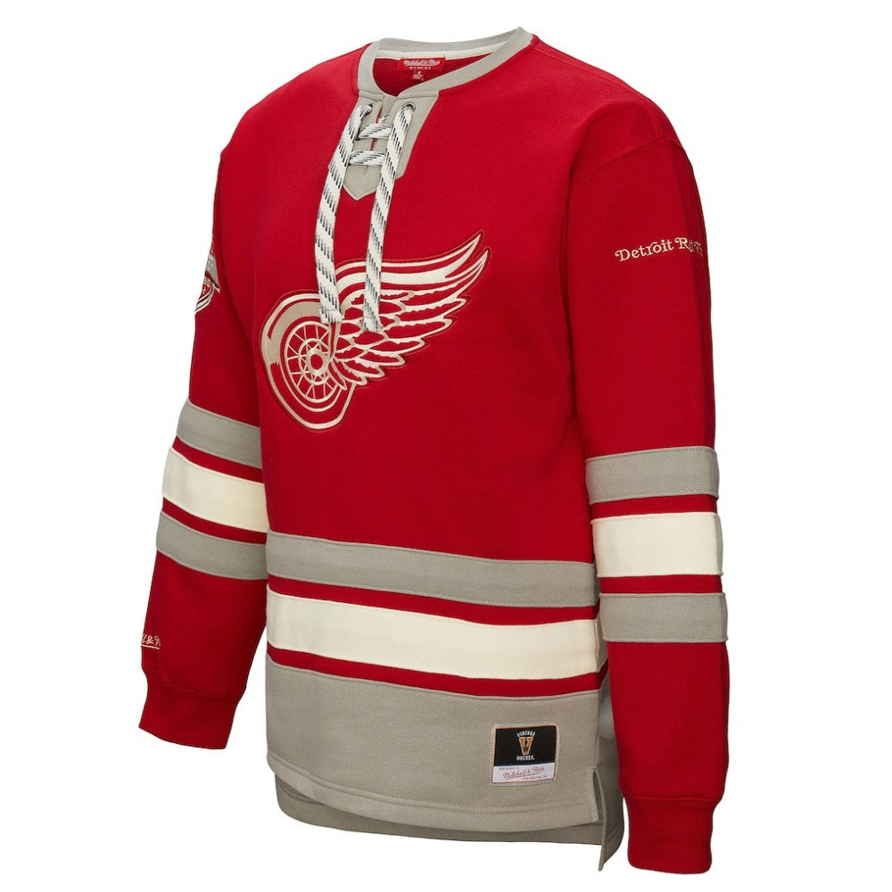 NHL Detroit Red Wings Mitchell & Ness Women's Heritage Lace-Up Pullover Sweatshirt