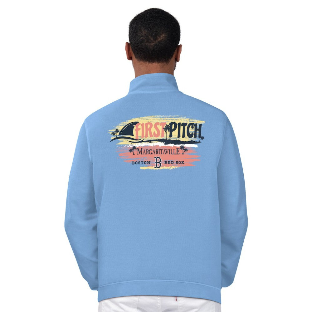 Light Blue Boston Red Sox Margaritaville First Pitch Quarter-Zip Pullover Top