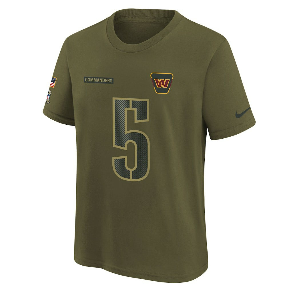 Jayden Daniels  Youth 2025 Salute to Service Name & Number T-Shirt - Washington Commanders T-shirts