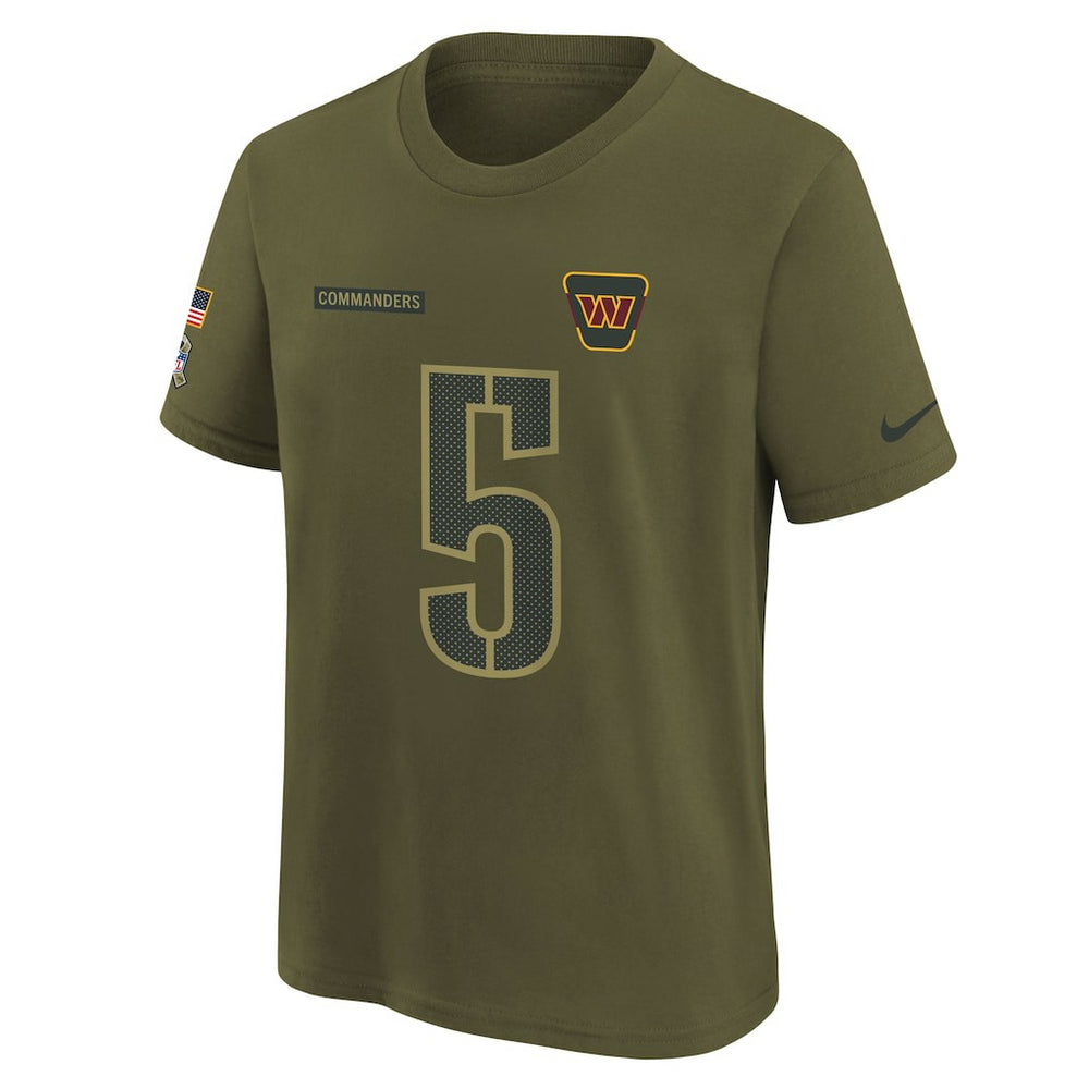 Jayden Daniels  Youth 2025 Salute to Service Name & Number T-Shirt - Washington Commanders T-shirts