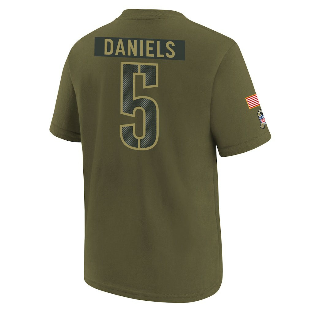 Jayden Daniels  Youth 2025 Salute to Service Name & Number T-Shirt - Washington Commanders T-shirts