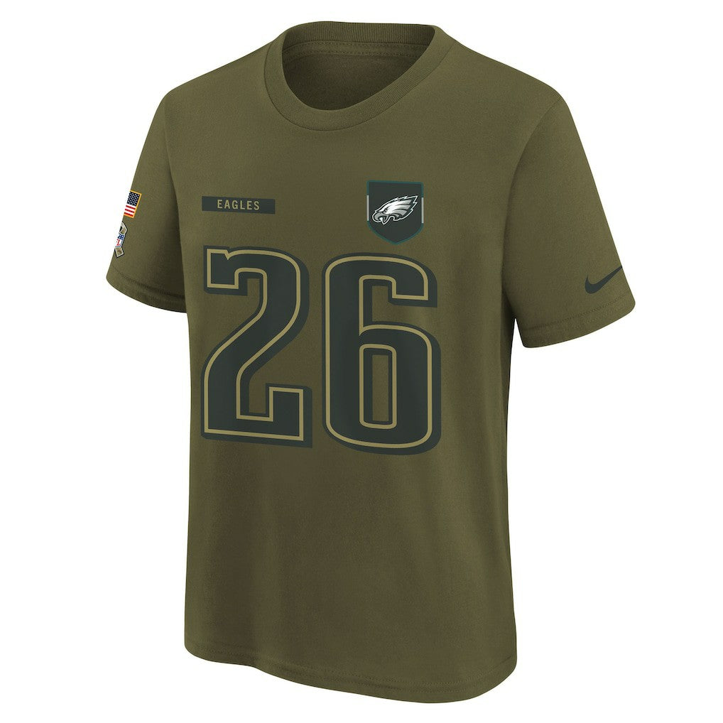 Saquon Barkley  Youth 2025 Salute to Service Name & Number T-Shirt - Philadelphia Eagles T-shirts