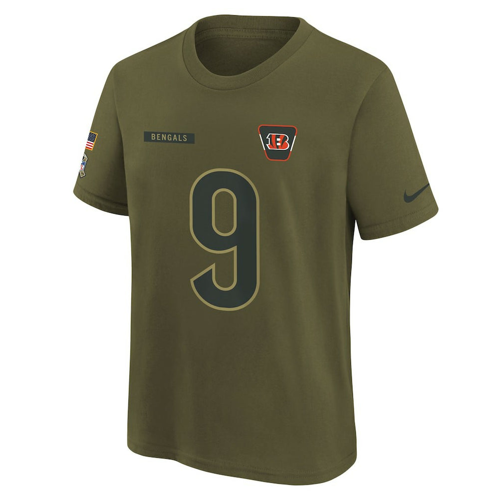 Joe Burrow  Youth 2025 Salute to Service Name & Number T-Shirt - Cincinnati Bengals T-shirts