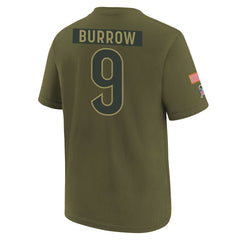 Joe Burrow  Youth 2025 Salute to Service Name & Number T-Shirt - Cincinnati Bengals T-shirts