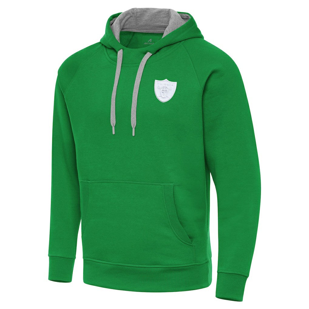 Antigua St. Patrick's Day Victory Pullover Hoodie - Las Vegas Raiders Hoodies
