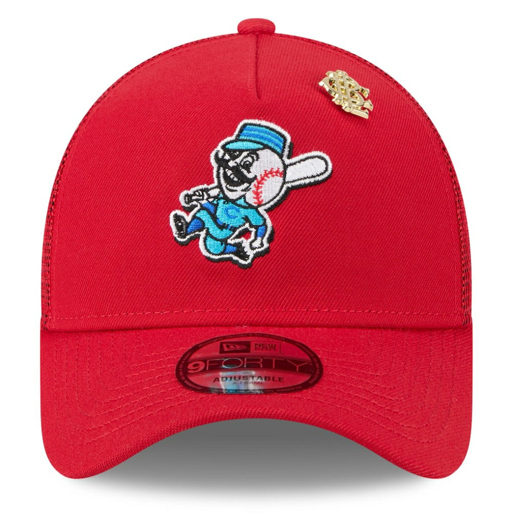 Red Cincinnati Reds New Era 2025 Big League Chew A-Frame 9FORTY Adjustable Trucker Hat