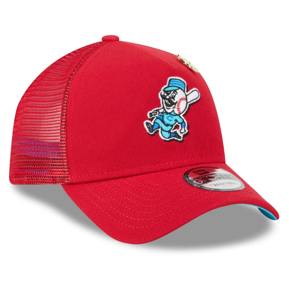 Red Cincinnati Reds New Era 2025 Big League Chew A-Frame 9FORTY Adjustable Trucker Hat