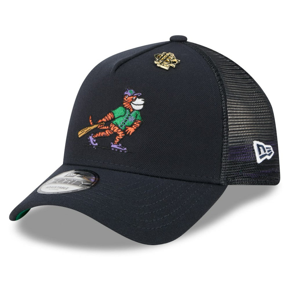 Navy Detroit Tigers New Era 2025 Big League Chew A-Frame 9FORTY Adjustable Trucker Hat