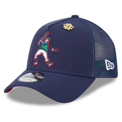 Navy Milwaukee Brewers New Era 2025 Big League Chew A-Frame 9FORTY Adjustable Trucker Hat