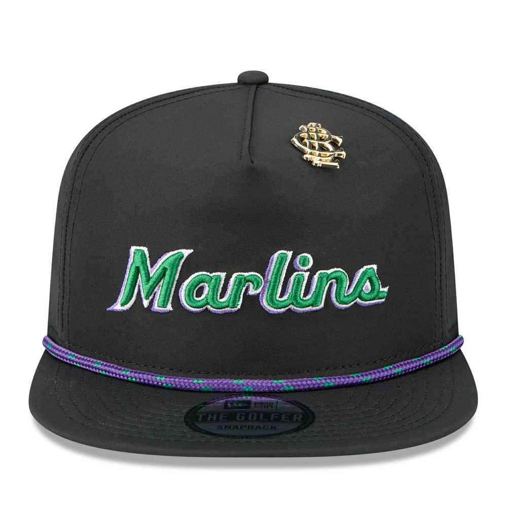 Black Miami Marlins New Era 2025 Big League Chew Golfer Snapback Hat
