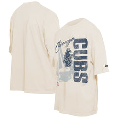 Cream Chicago Cubs New Era Cooperstown Collection Oversized Throwback Distressed T-Shirt