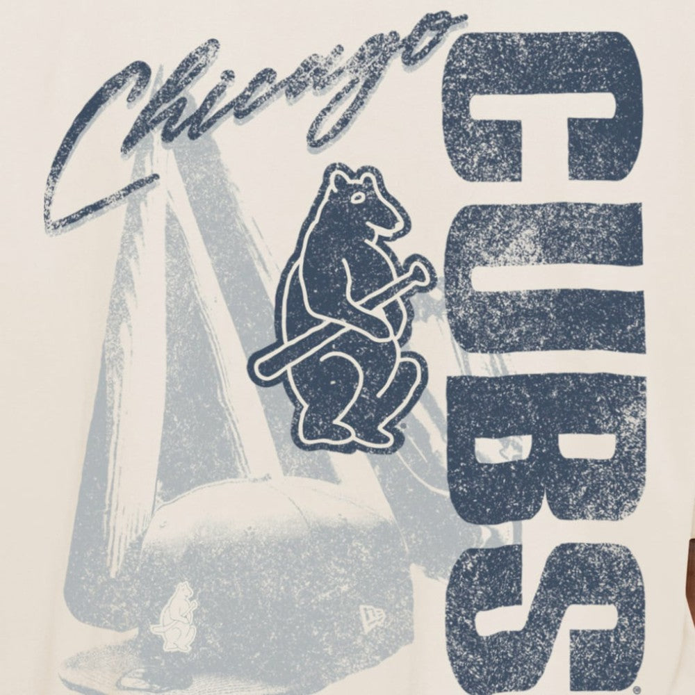 Cream Chicago Cubs New Era Cooperstown Collection Oversized Throwback Distressed T-Shirt