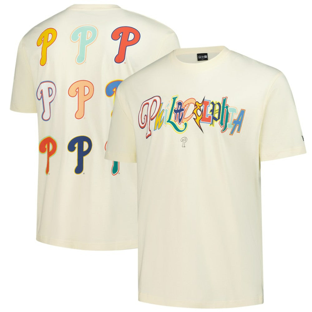 Cream Philadelphia Phillies New Era Ransom Note Oversized T-Shirt
