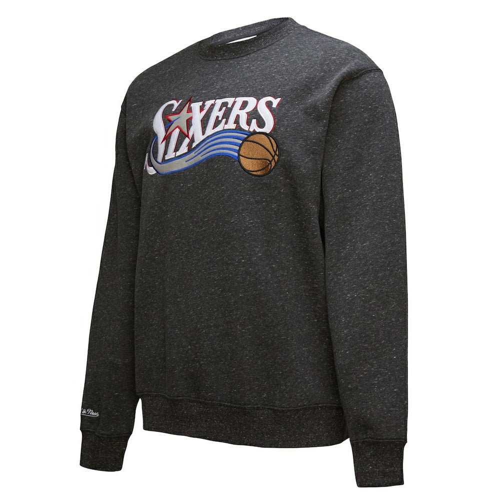 Philadelphia 76ers Hardwood Classics Blackout Collection Snow Washed Pullover Sweatshirt