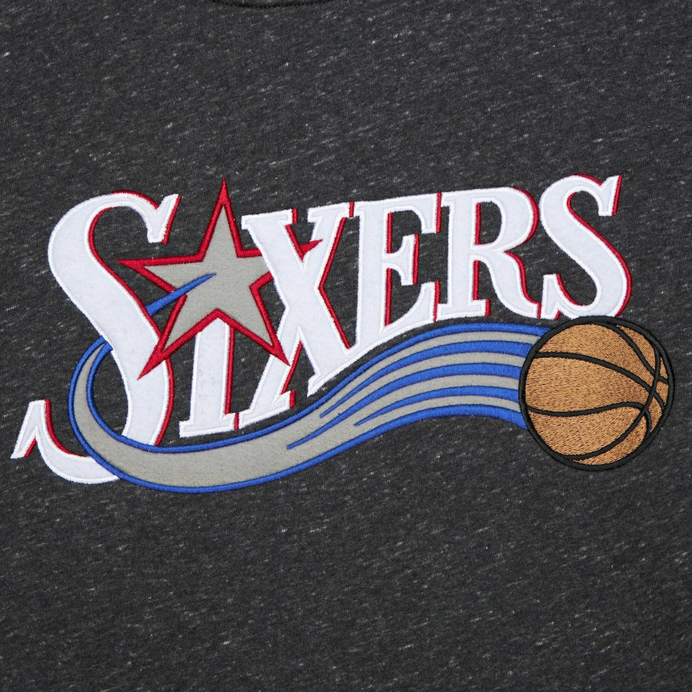 Philadelphia 76ers Hardwood Classics Blackout Collection Snow Washed Pullover Sweatshirt