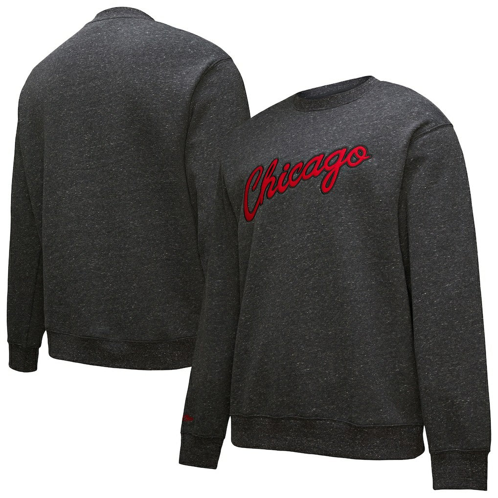Chicago Bulls Hardwood Classics Blackout Collection Snow Washed Pullover Sweatshirt