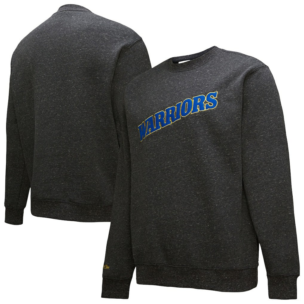 Mitchell & Ness Golden State Warriors Black Out Collection Snow Washed Vintage Logo Pullover Sweatshirt sale
