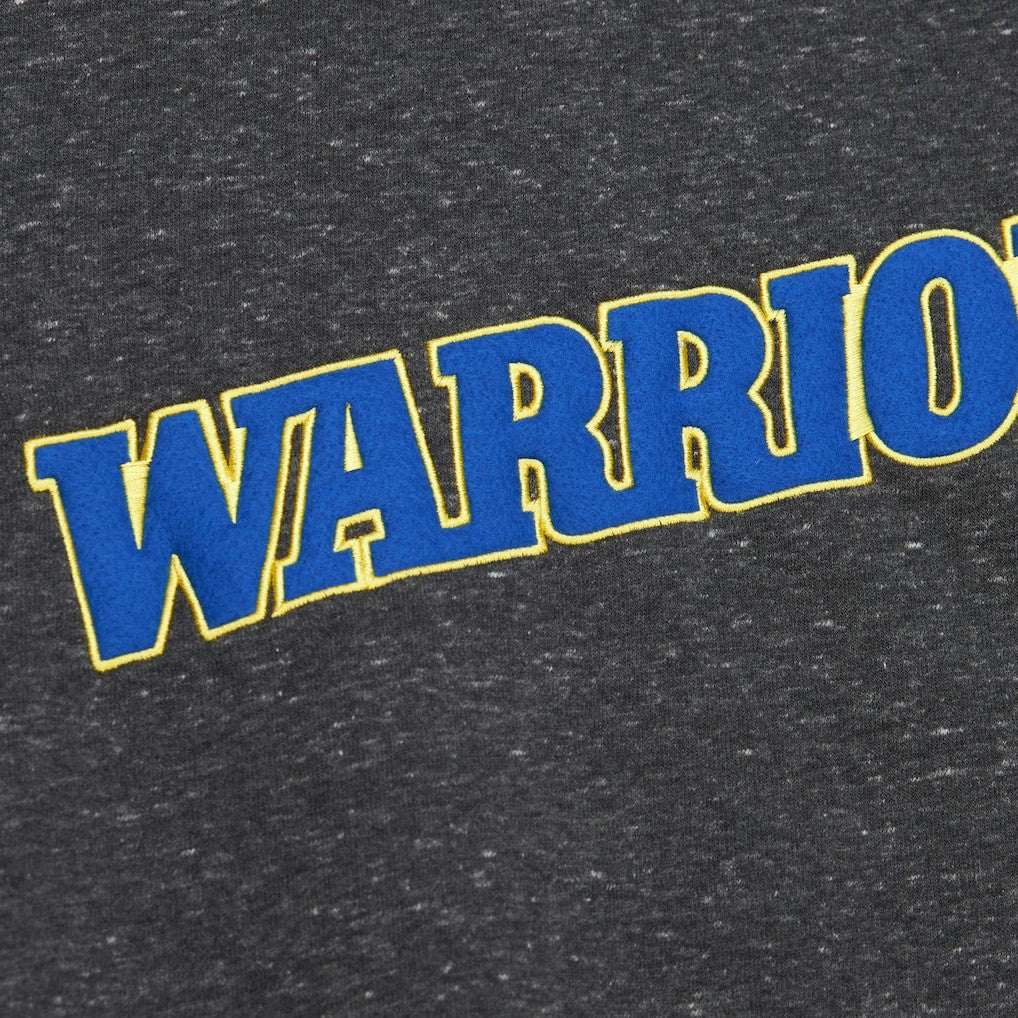 Mitchell & Ness Golden State Warriors Black Out Collection Snow Washed Vintage Logo Pullover Sweatshirt sale