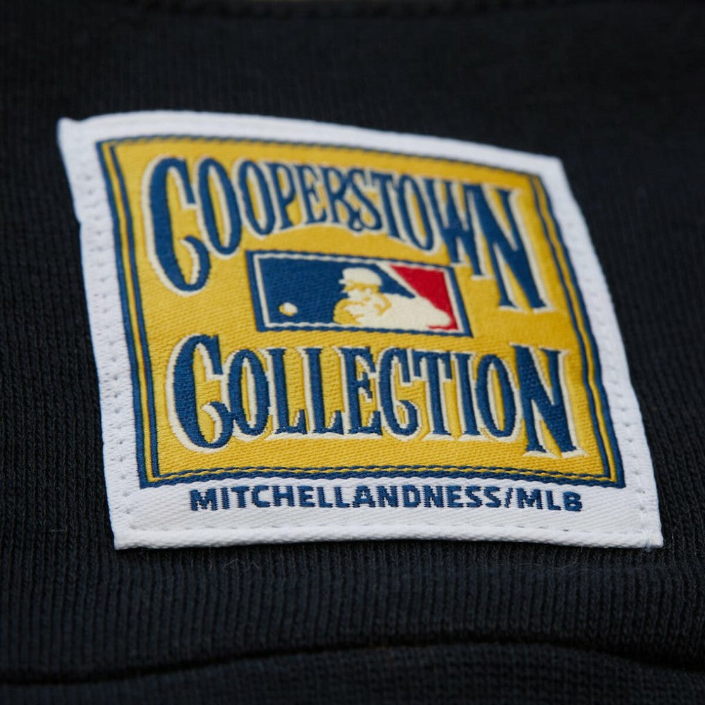 Red/Black Atlanta Braves Mitchell & Ness Women's Cooperstown Collection Blocked Fleece Pullover Sweatshirt- Red/Black