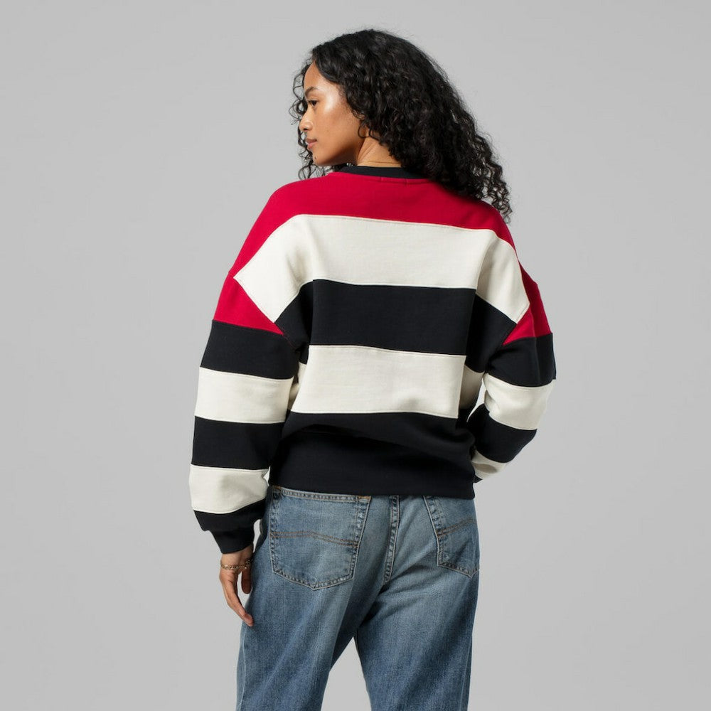 Red/Black Atlanta Braves Mitchell & Ness Women's Cooperstown Collection Blocked Fleece Pullover Sweatshirt- Red/Black