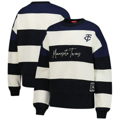 Navy/Black Minnesota Twins Mitchell & Ness Women's Cooperstown Collection Blocked Fleece Pullover Sweatshirt- Navy/Black