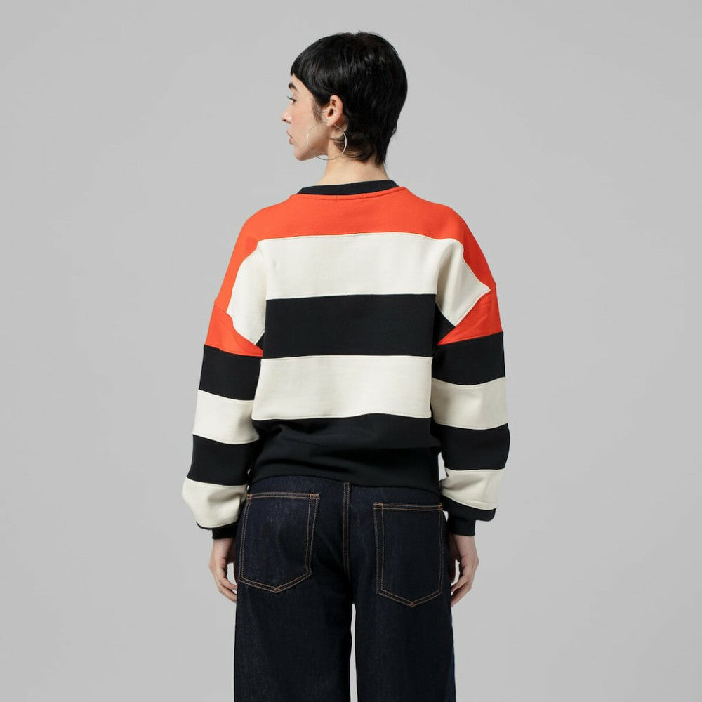 Orange/Black Houston Astros Mitchell & Ness Women's Cooperstown Collection Blocked Fleece Pullover Sweatshirt- Orange/Black