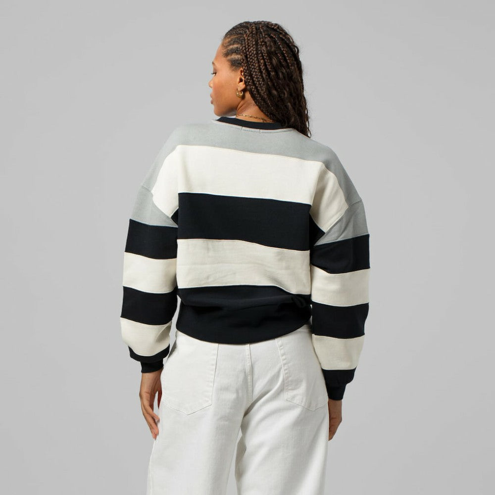Gray/Black Milwaukee Brewers Mitchell & Ness Women's Cooperstown Collection Blocked Fleece Pullover Sweatshirt- Gray/Black